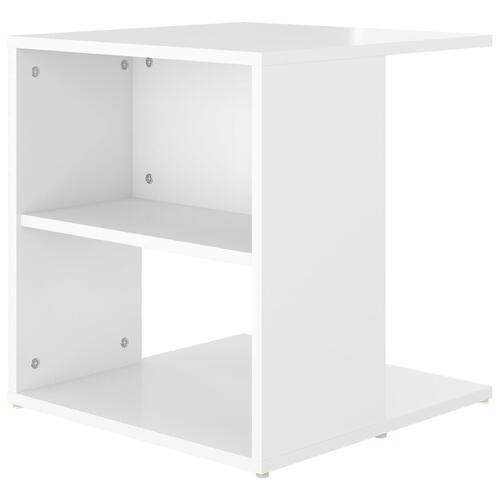 Sidebord 45x45x48 cm konstrueret træ hvid højglans