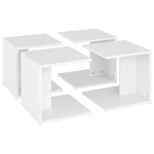 Sofabord 4 stk. 33x33x33 cm konstrueret træ hvid