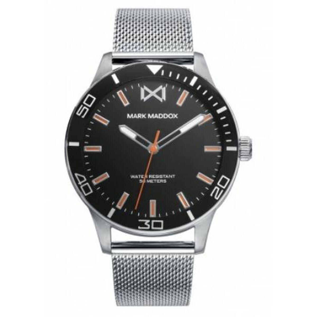 Mark Maddox herreur HM7146-57 - sort skive, sølvfarvet mesh (Ø 40 mm) billede
