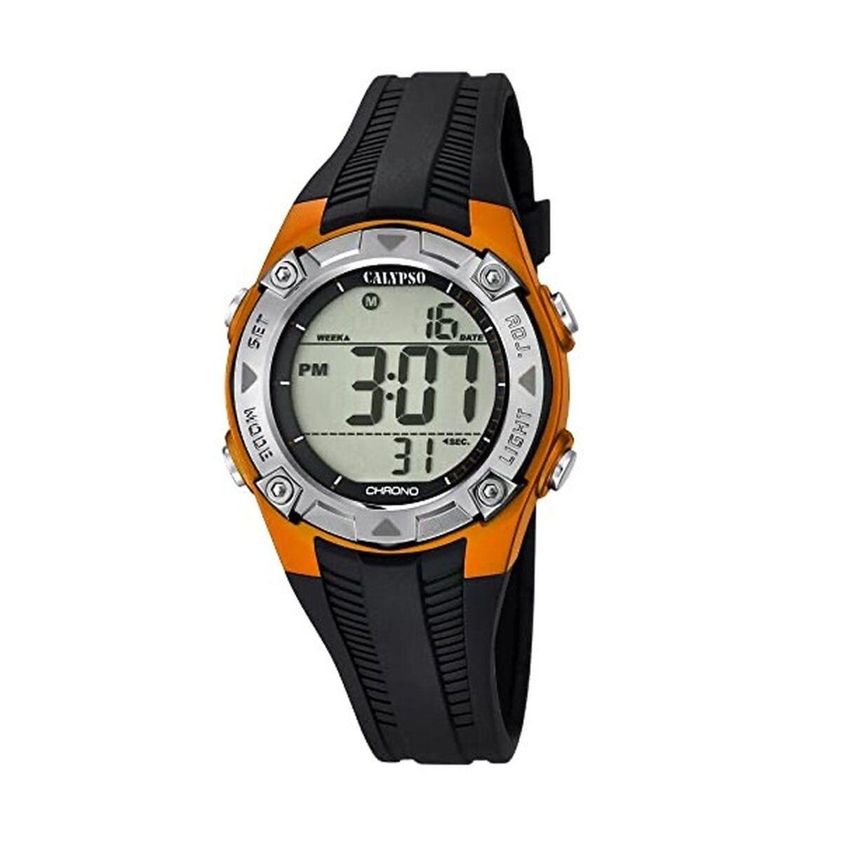 Calypso K5685/7 herreur - digitalt armbåndsur, sort/orange Ø 35 mm billede