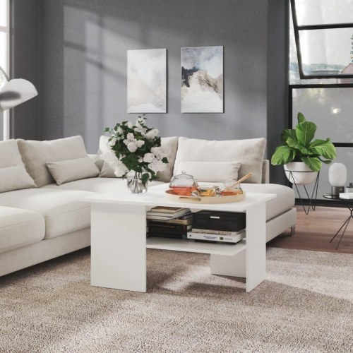 Sofabord 90x60x46,5 cm konstrueret træ hvid