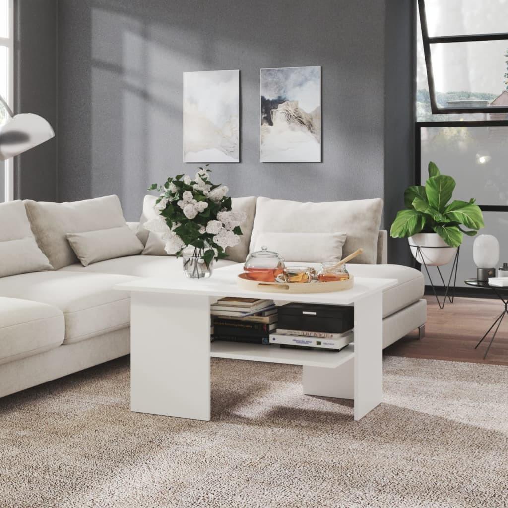 Sofabord 90x60x46,5 cm konstrueret træ hvid