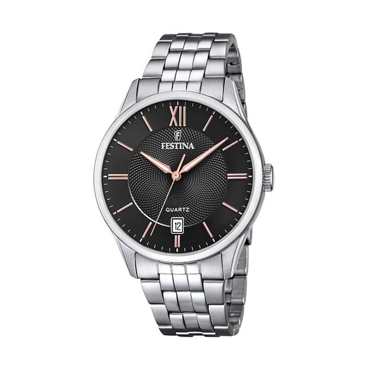Festina F20425/6 herreur - sort skive, sølvfarvet lænke, 43 mm billede
