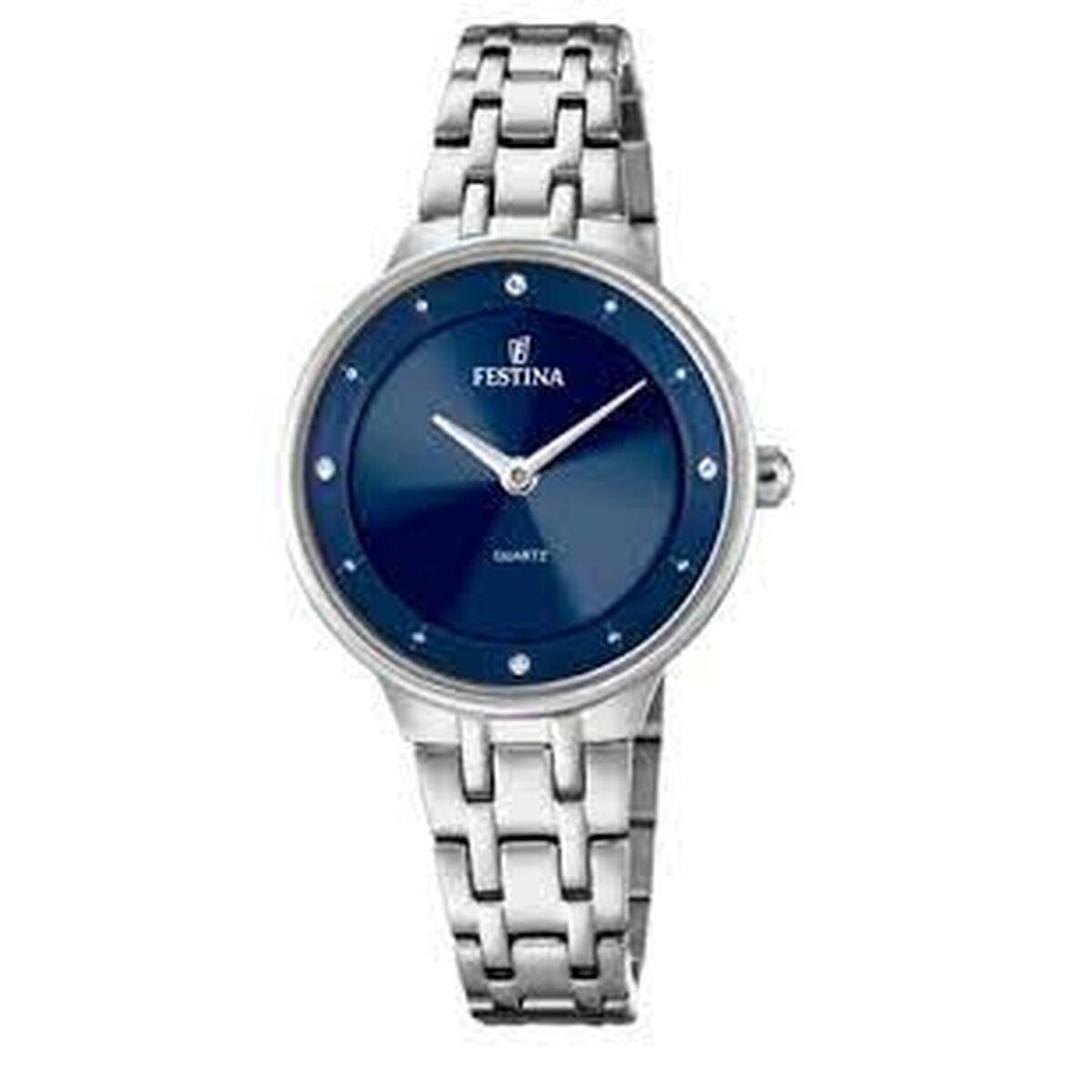 Festina F20600/3 dameur - sølv armbåndsur med blå skive billede