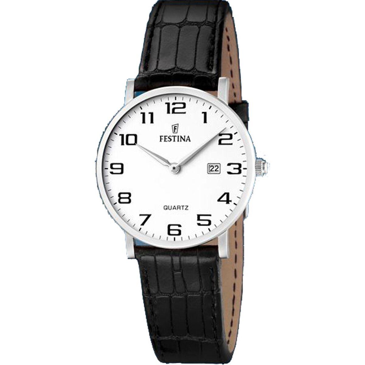Festina F16477/1 herreur - sort læderrem, kvarts, dato billede