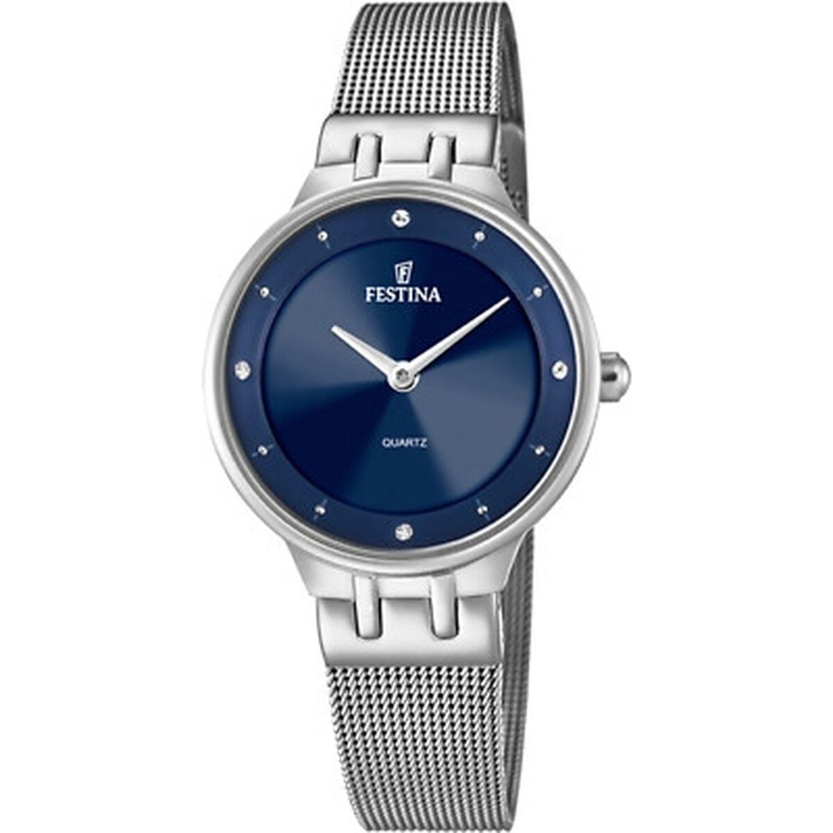 Festina F20597/3 dameur - sølv armbåndsur med blå skive billede
