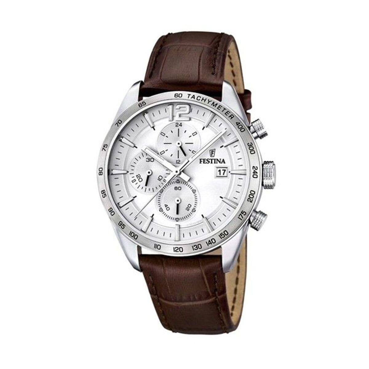 Festina F16760/1 herreur med kronograf og brun rem billede