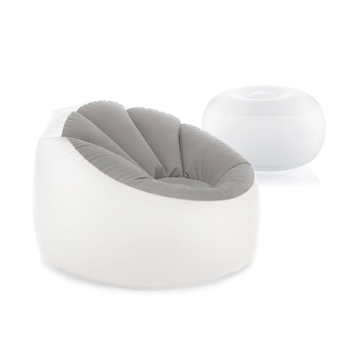 Oppustelig lænestol og puf med RGB LED og fjernbetjening billede