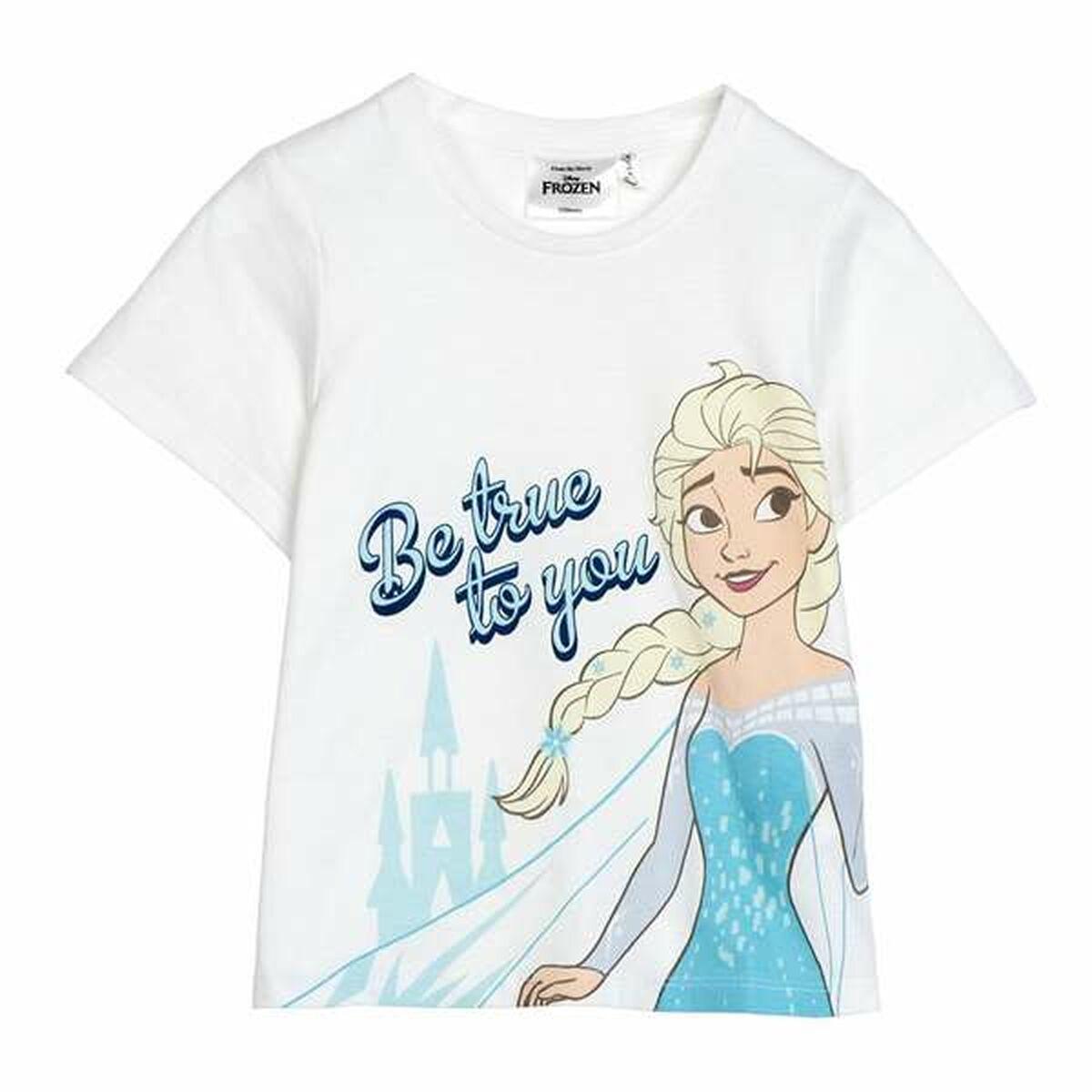 Frozen Børne T-shirt med Elsa, hvid - 6 år