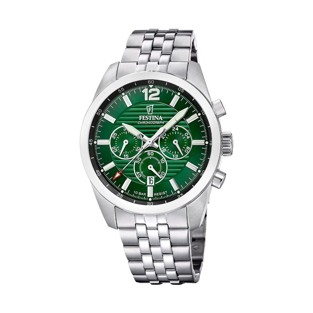 Festina F20742/5 herreur - kronograf i stål med grøn skive billede