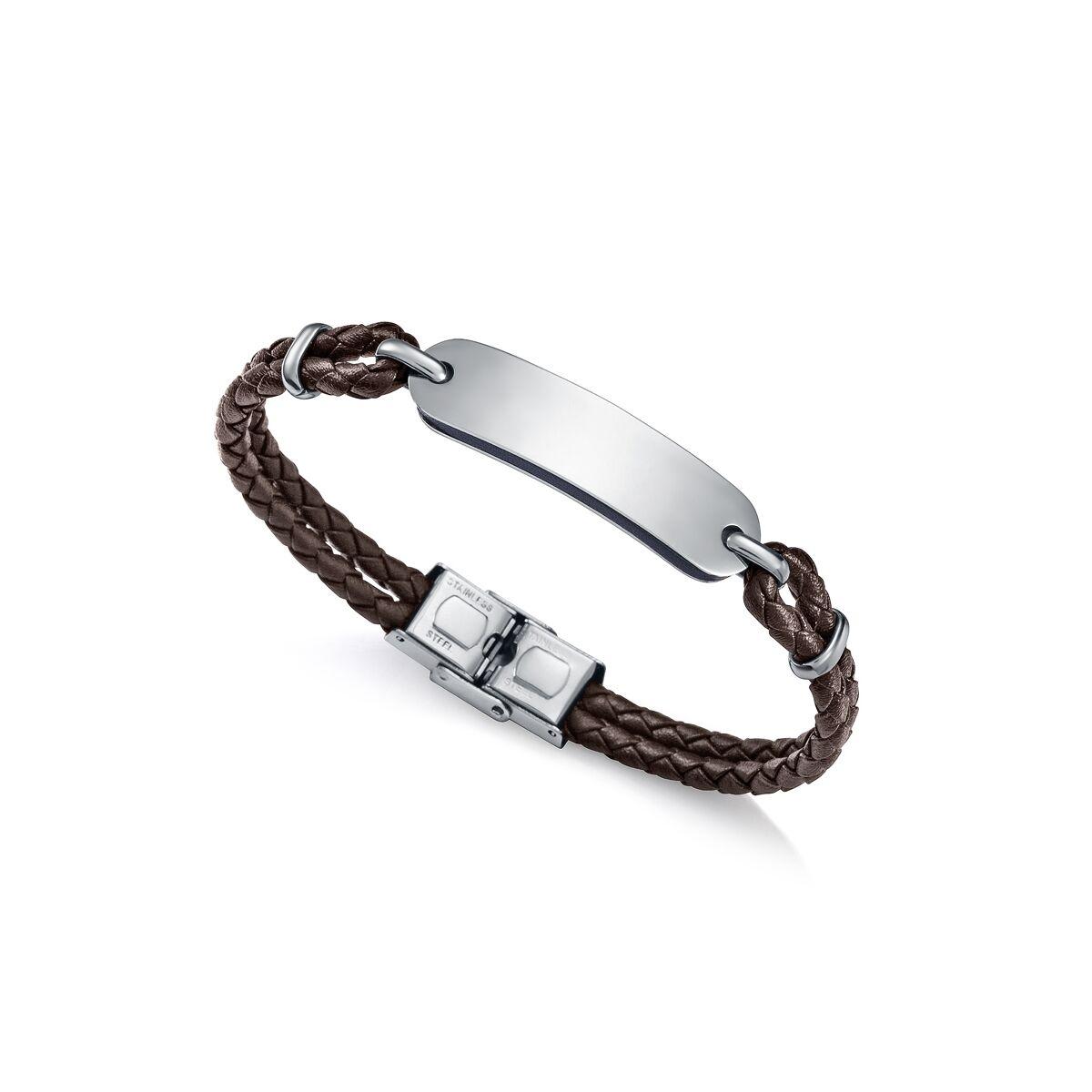 Armbånd til mænd 15107P010 - sort læderlook billede