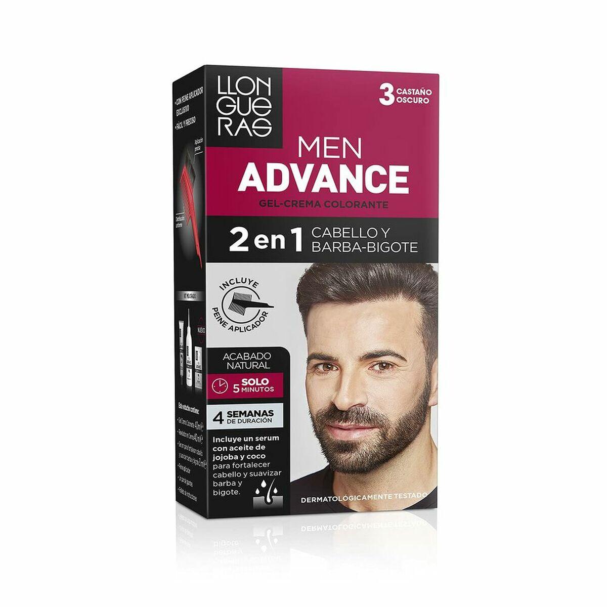 Llongueras Men Advance farvecreme, semi-permanent 3 Mørk Kastanje (4 stk)