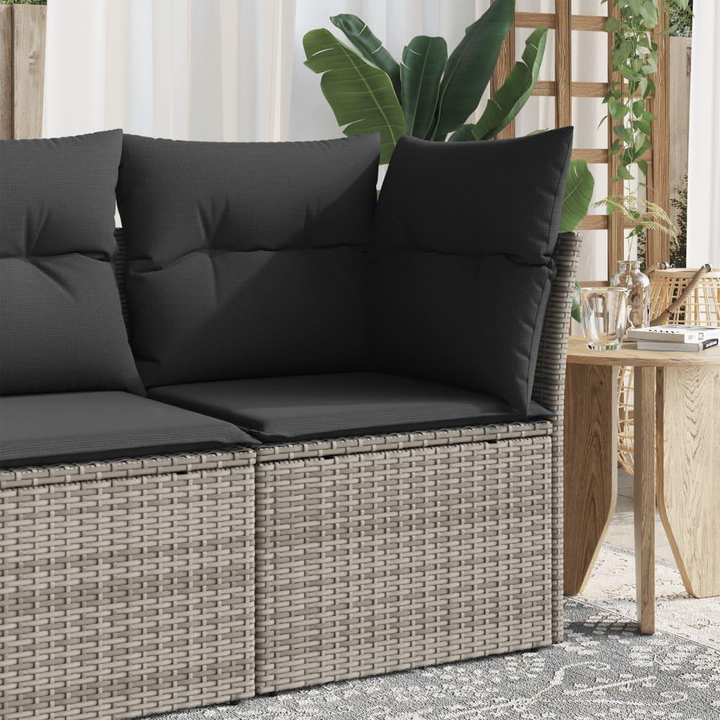 Havestol Med Hynder Uden Armlæn Polyrattan - Grå / Hjørnesofa