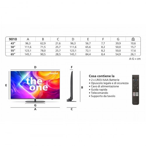 Smart TV 43" 4K Philips QLED (43PUS9010/12) med Ambilight, HDR og 144 Hz
