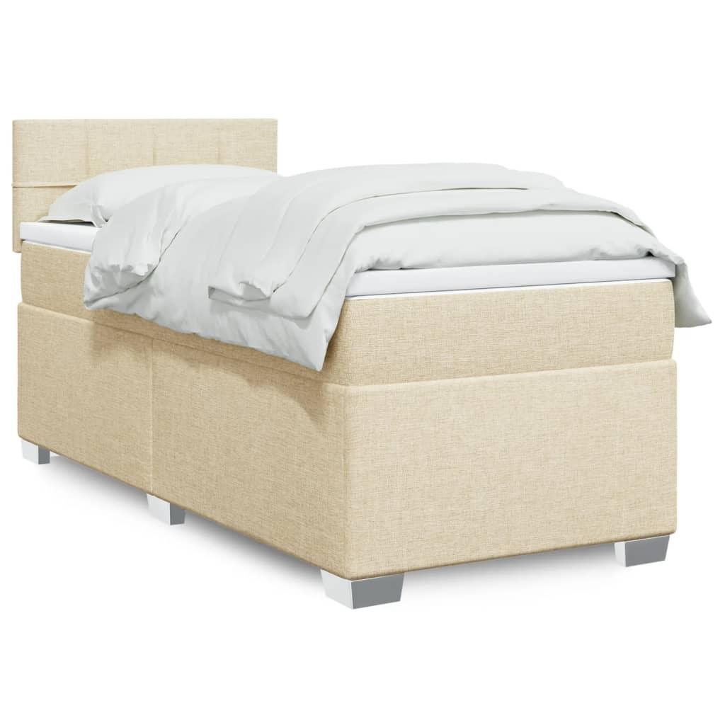 Kontinentalseng med madras 90x190 cm stof cremefarvet billede