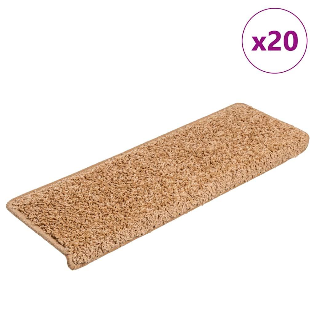 Trappemåtter 20 stk. 65x21x4 cm beige rektangulær kant billede
