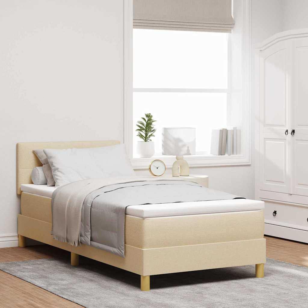 Box spring seng med madras Creme 90 x 190 cm Stof