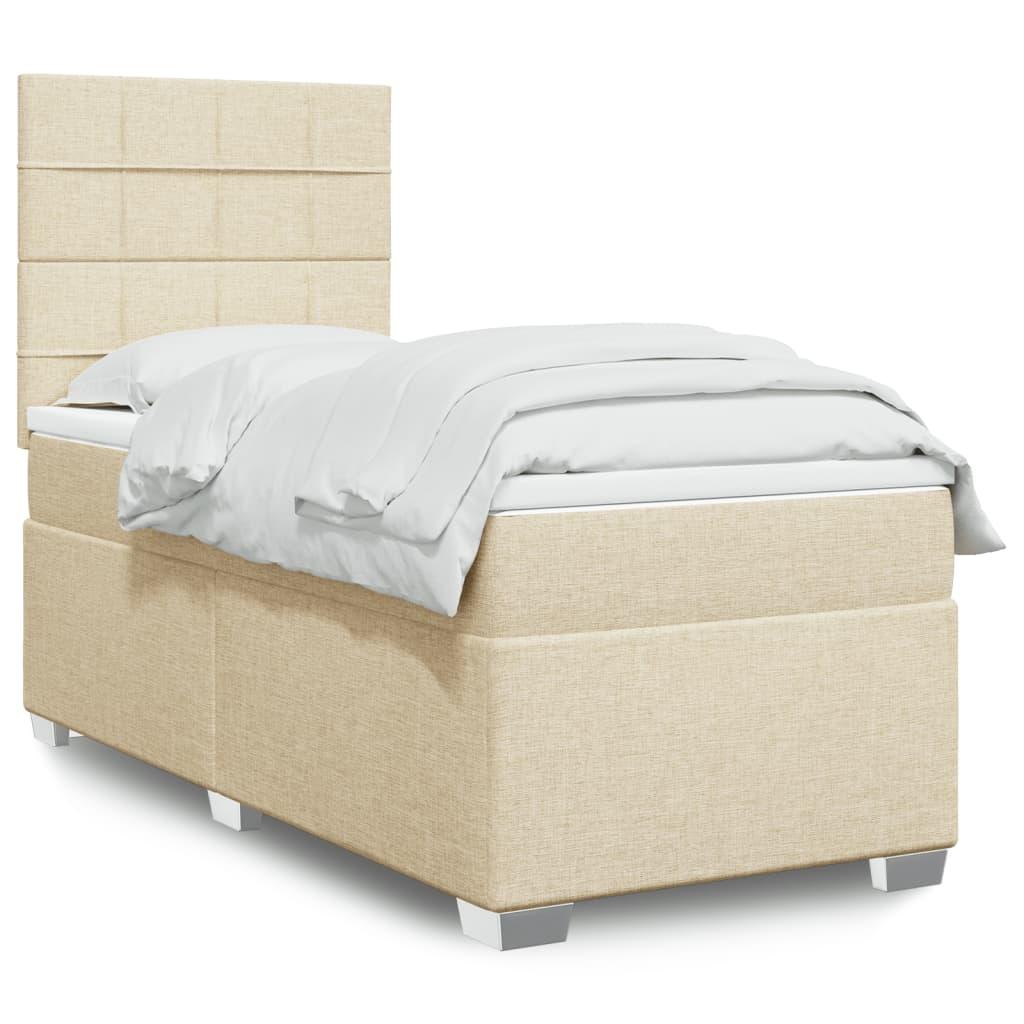 Kontinentalseng med madras 90x190 cm stof cremefarvet billede