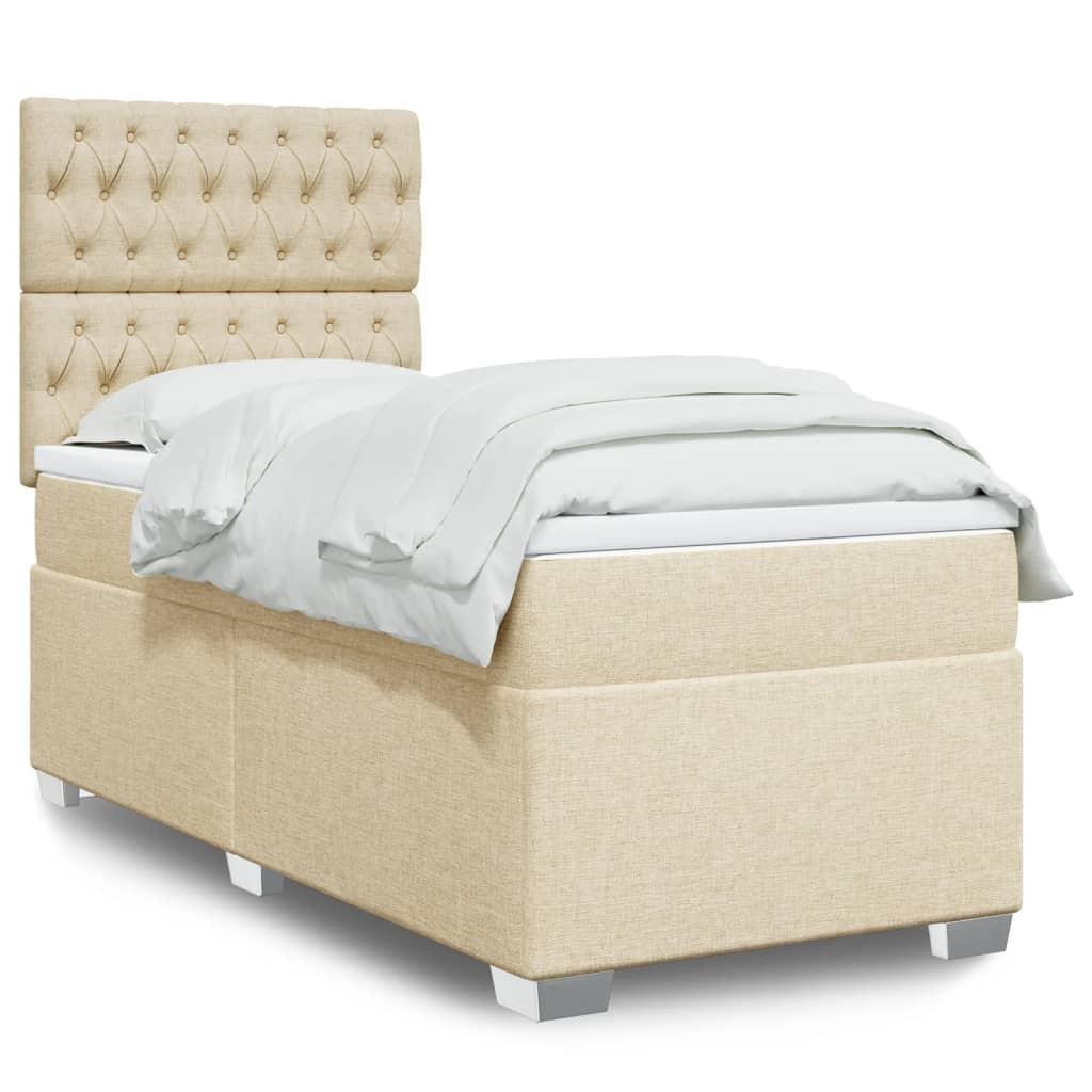 Kontinentalseng med madras 90x190 cm stof cremefarvet billede