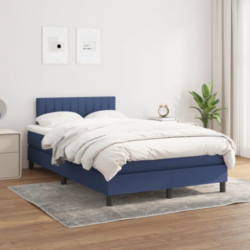 Kontinentalseng med madras 120x190 cm - stof, blå