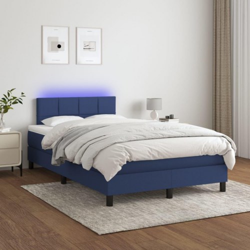 Kontinentalseng med LED-lys 120×190 cm - stof, blå