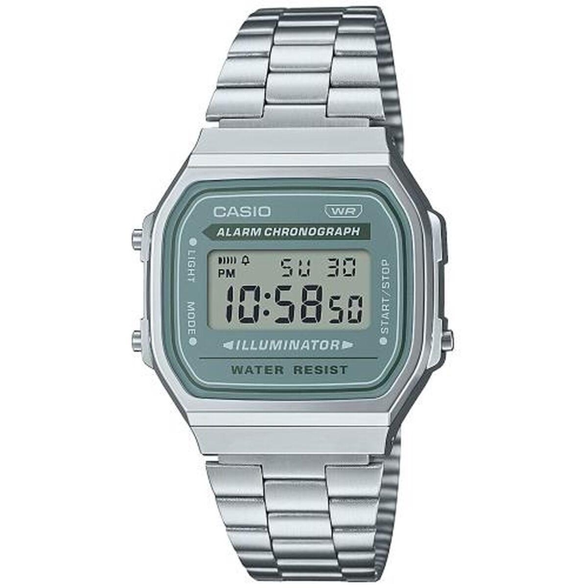 ArmbÃ¥ndsur Casio A168WA-3AYES unisex - grÃ¸n/sÃ¸lv (Ã 36 mm) billede