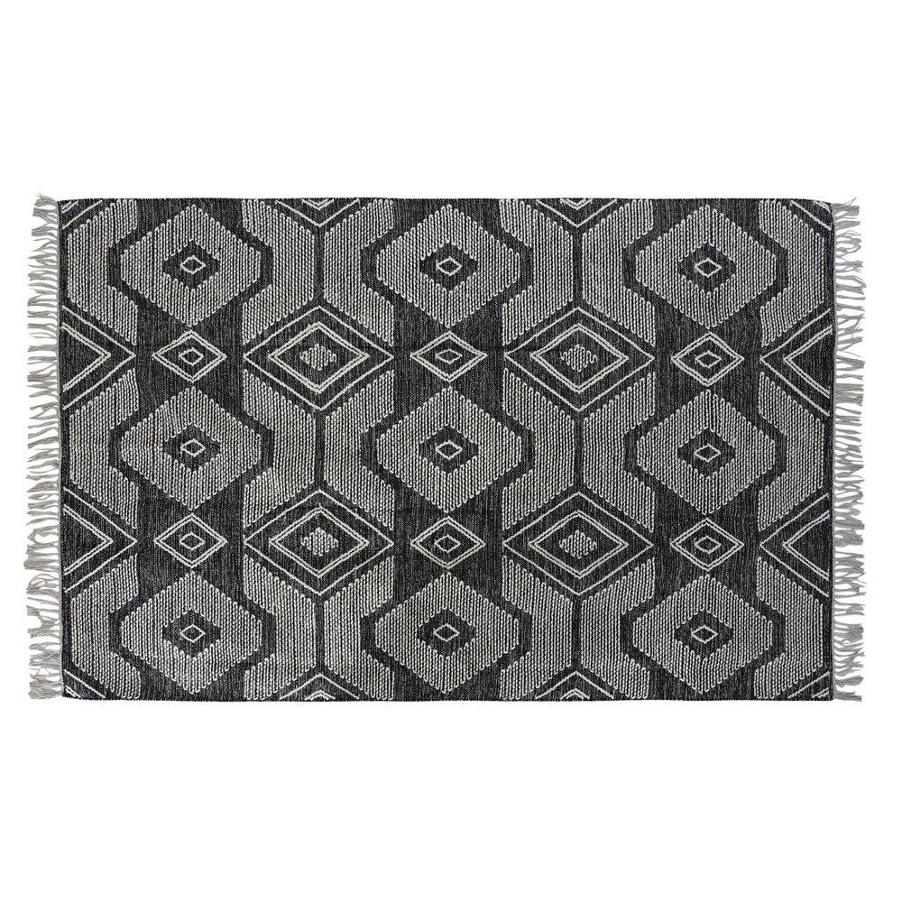Tæppe Hvid Sort Bomuld (120 x 180 x 1 cm)