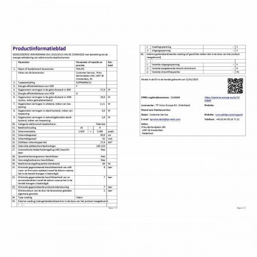 TV Philips 32" Full HD Smart TV med HDR10 og Dolby Vision (32PFS6900/12)