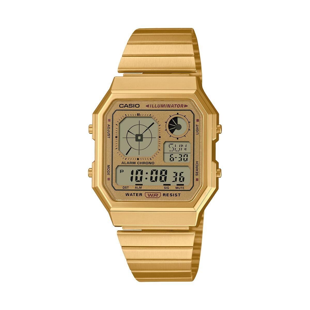Herreur Casio A130WEG-9AEF - digitalt armbåndsur i guld billede