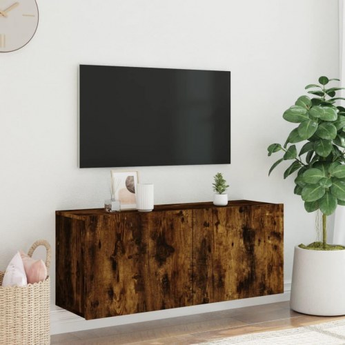 Væghængt tv-bord 100×30×41 cm - røget egetræsfarve