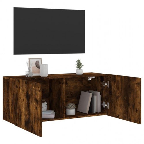 Væghængt tv-bord 100×30×41 cm - røget egetræsfarve