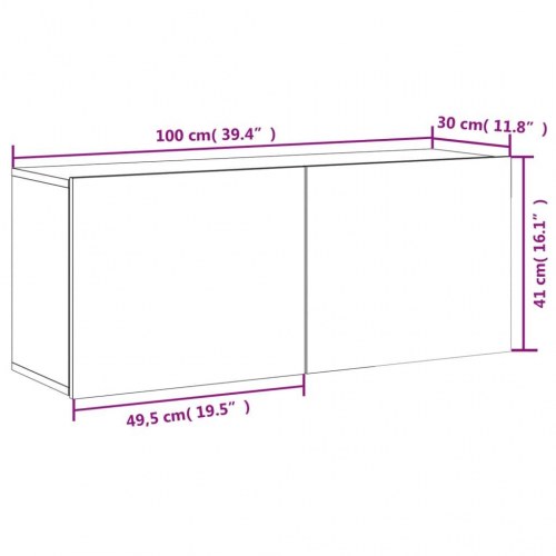 Væghængt tv-bord 100×30×41 cm - røget egetræsfarve