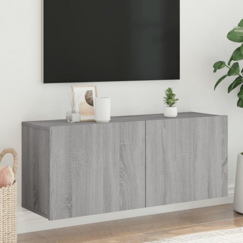 Væghængt tv-bord 100×30×41 cm - grå sonoma-eg