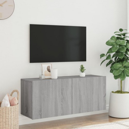 Væghængt tv-bord 100×30×41 cm - grå sonoma-eg