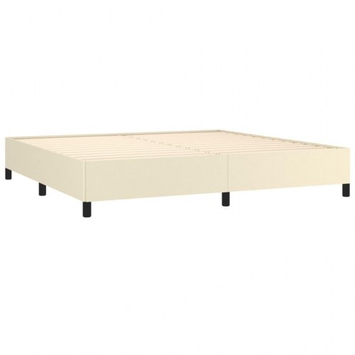 Sengeramme 200×200 cm i kunstlæder - cremefarvet