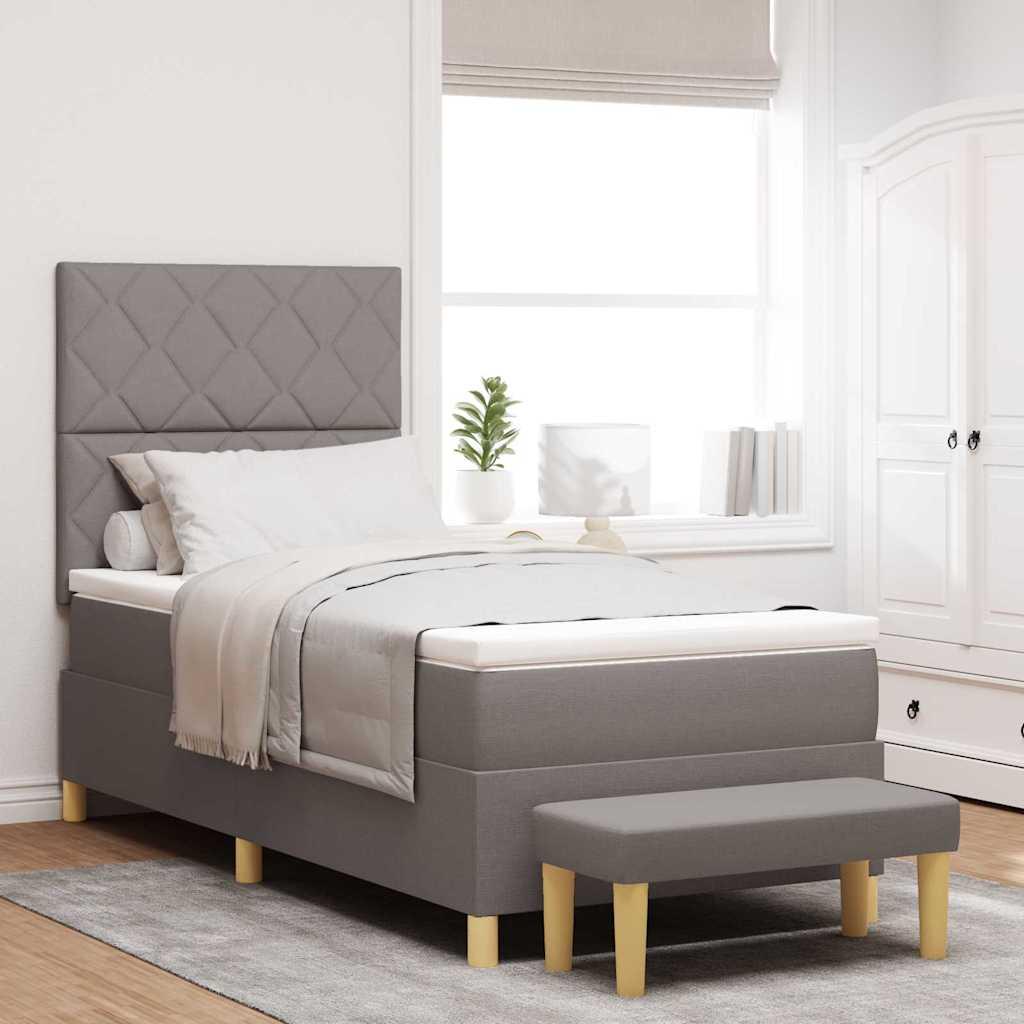 Box spring seng med madras Gråbrun 100 x 200 cm Stof