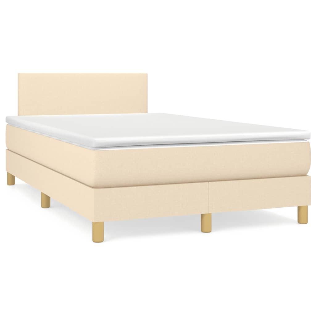 Kontinentalseng med madras 120x190 cm - stof, cremefarvet