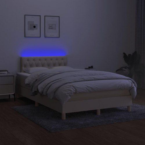 Kontinentalseng med LED-lys 120 x 190 cm - stof, cremefarvet
