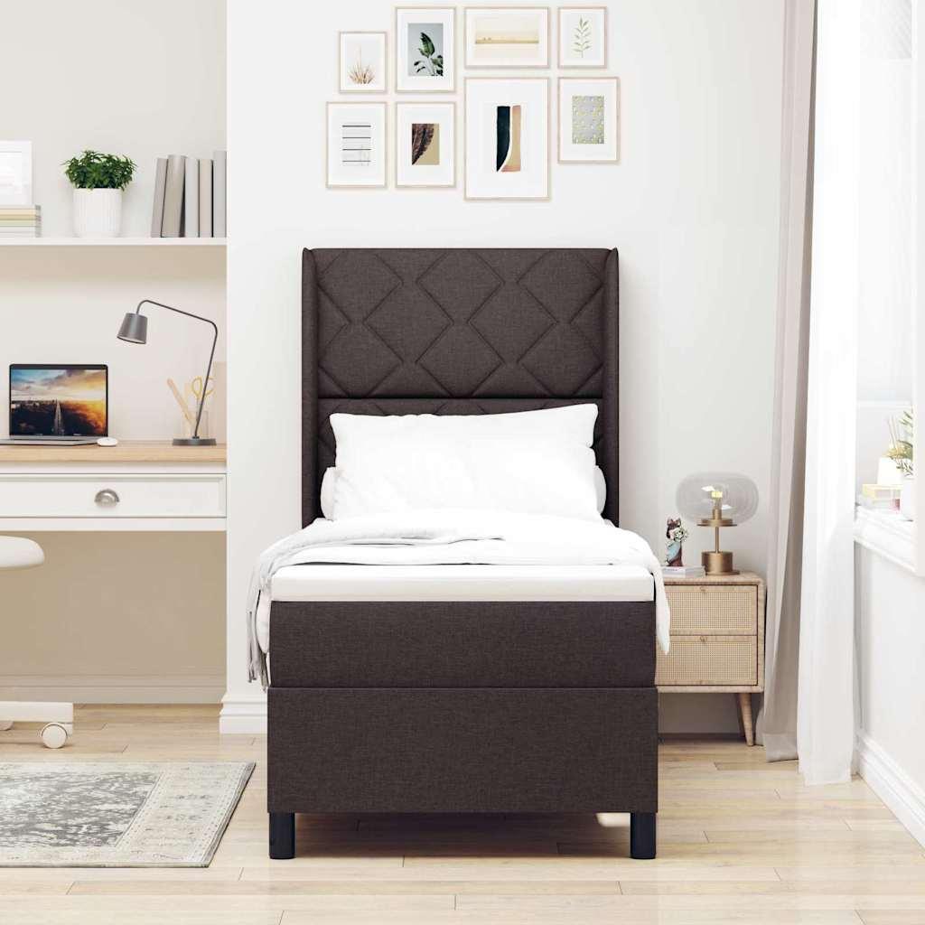 Box spring seng med madras Mørkebrun 90 x 190 cm Stof