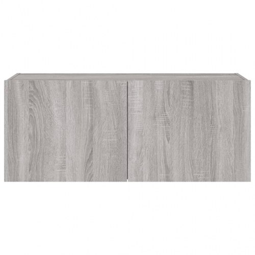 Væghængt tv-bord med LED-lys 100 x 35 x 41 cm - grå sonoma-eg