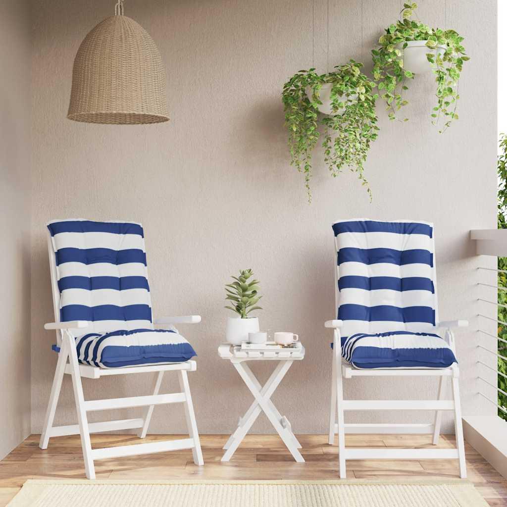 vidaXL stolehynder m. lav ryg 2 stk. oxfordstof striber blå og hvid