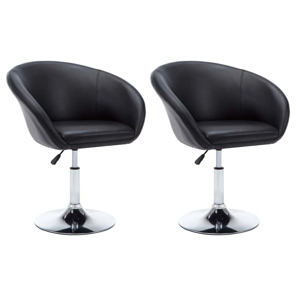 Drejelige spisebordsstole 2 stk. kunstlæder sort