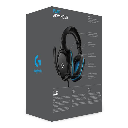 Gaming headset Logitech G432 med mikrofon - sort/blå