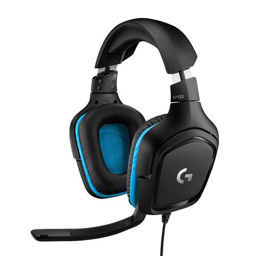 Gaming headset Logitech G432 med mikrofon - sort/blå