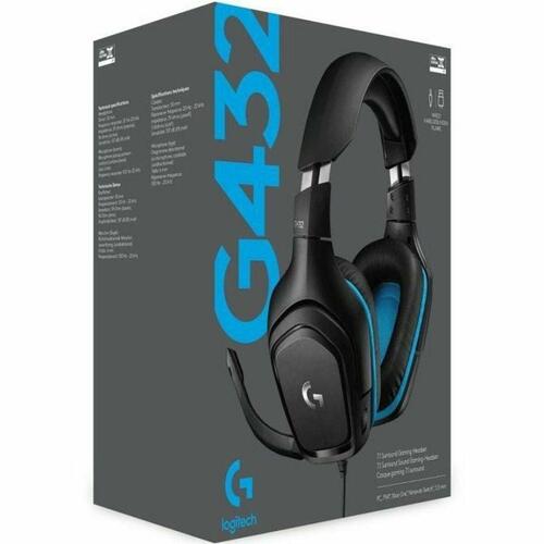Gaming headset Logitech G432 med mikrofon - sort/blå