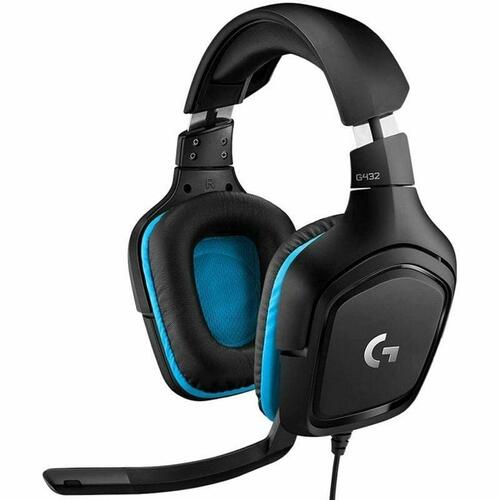 Gaming headset Logitech G432 med mikrofon - sort/blå