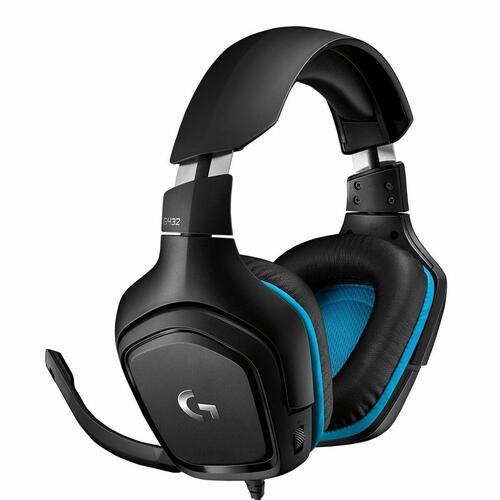 Gaming headset Logitech G432 med mikrofon - sort/blå