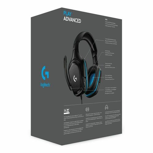 Gaming headset Logitech G432 med mikrofon - sort/blå