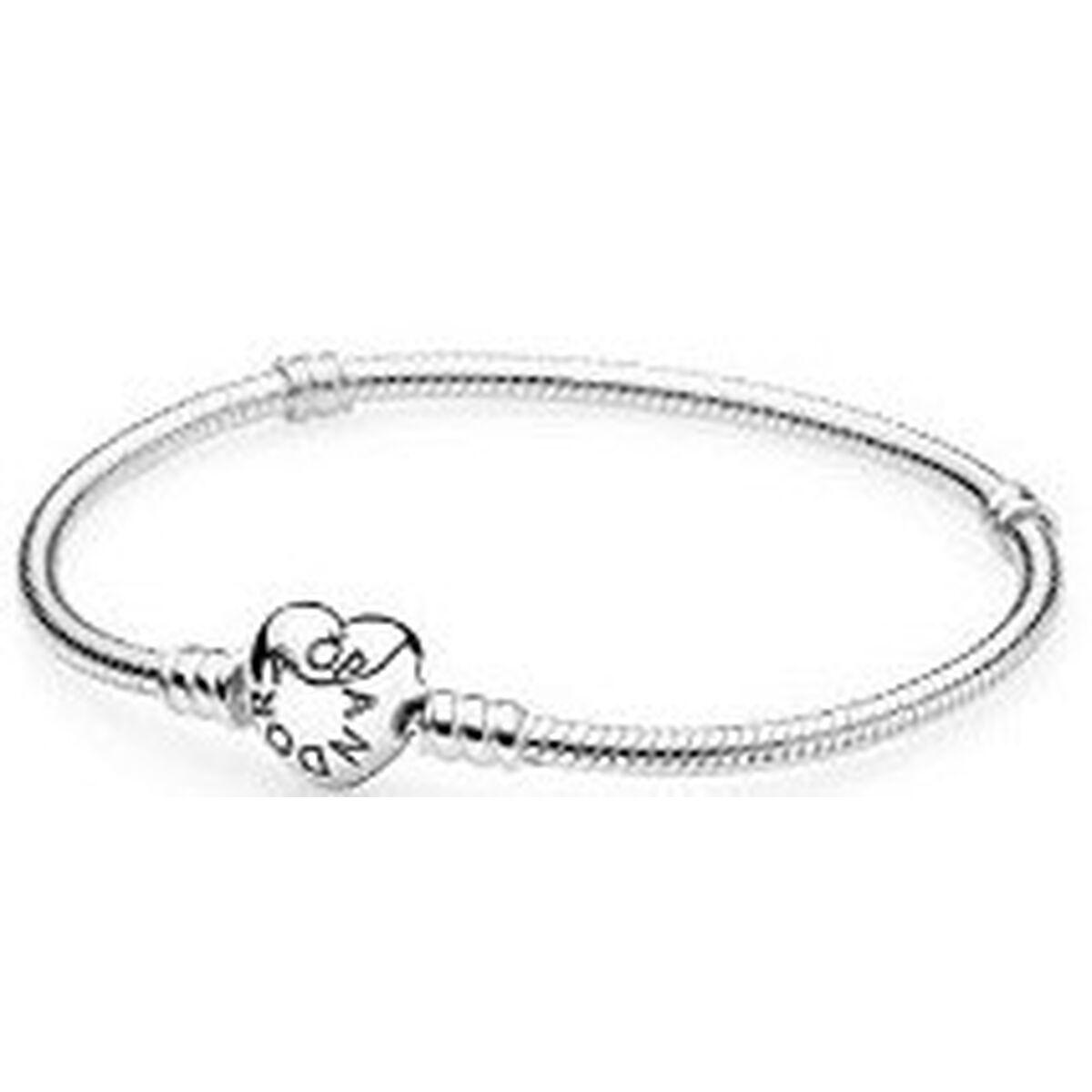 Armbånd dame Pandora Heart Clasp Snake Chain i sterling sølv 925 billede