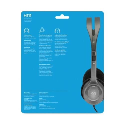 Gaming headset Logitech H111 med mikrofon - sort/grå